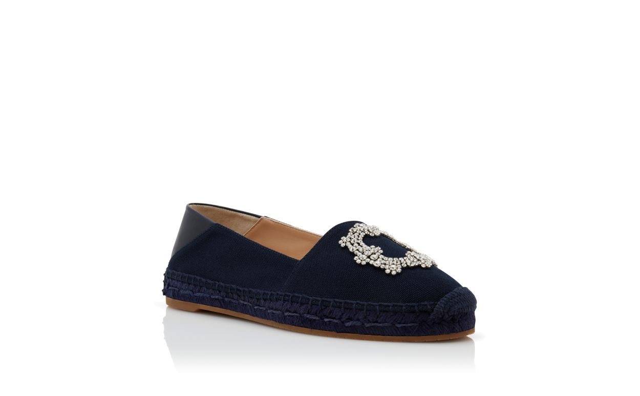 Navy Blue Cotton Espadrilles - 3