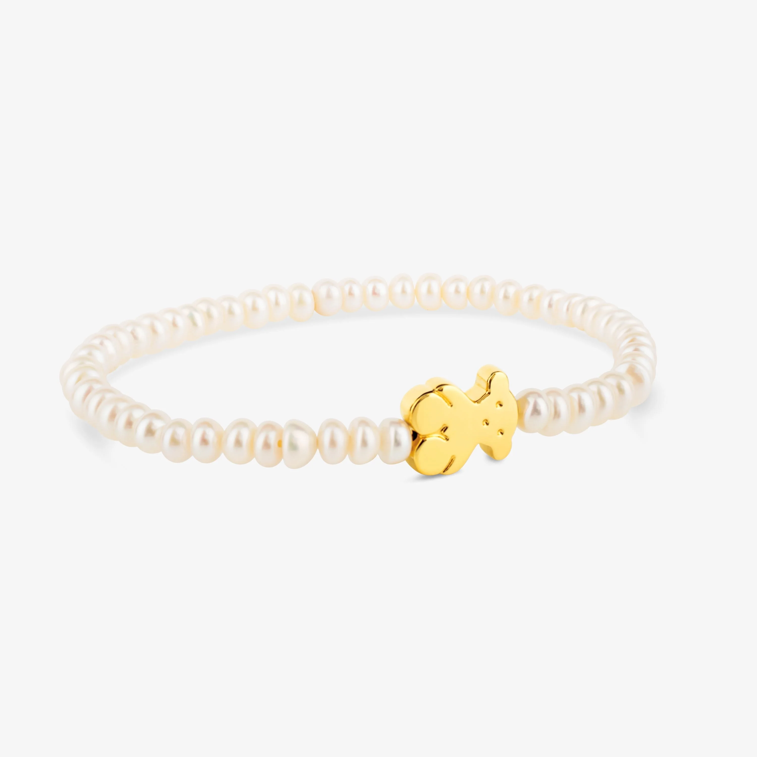 18K solid gold Sweet Dolls Bracelet with pearls and medium Bear motif - 1