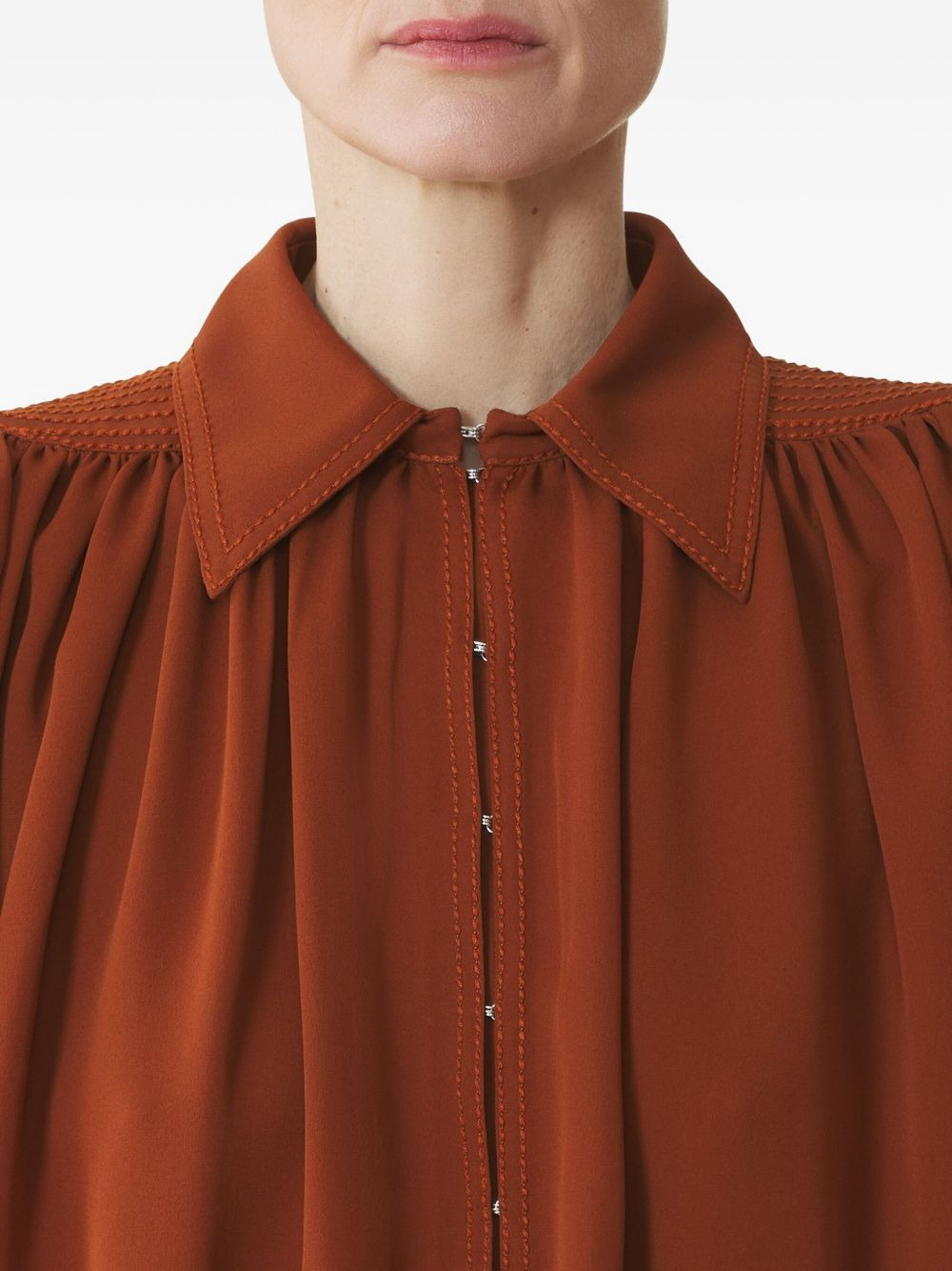 puffed-sleeve button top - 5