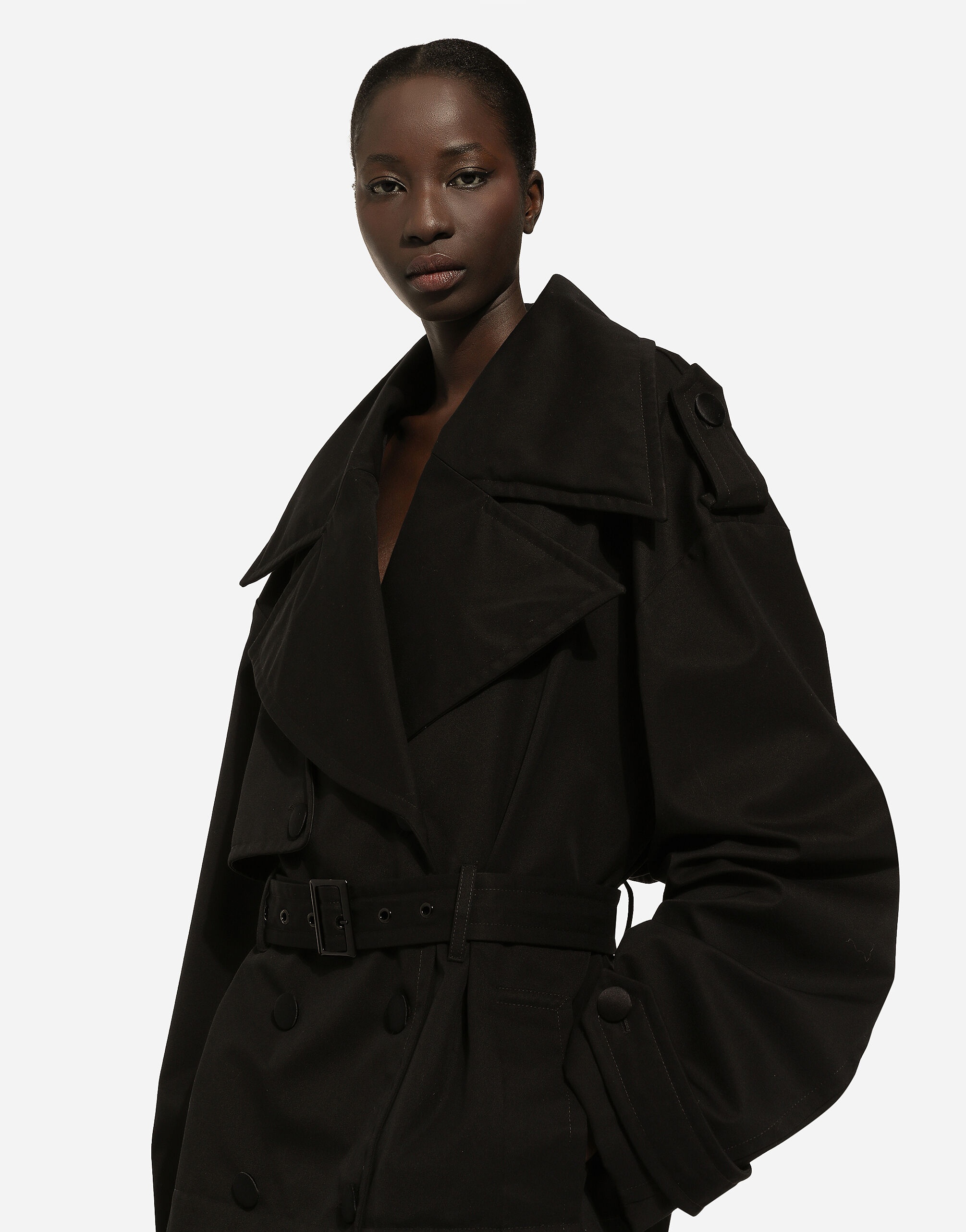 Double-breasted jacket with cotton belt - 5