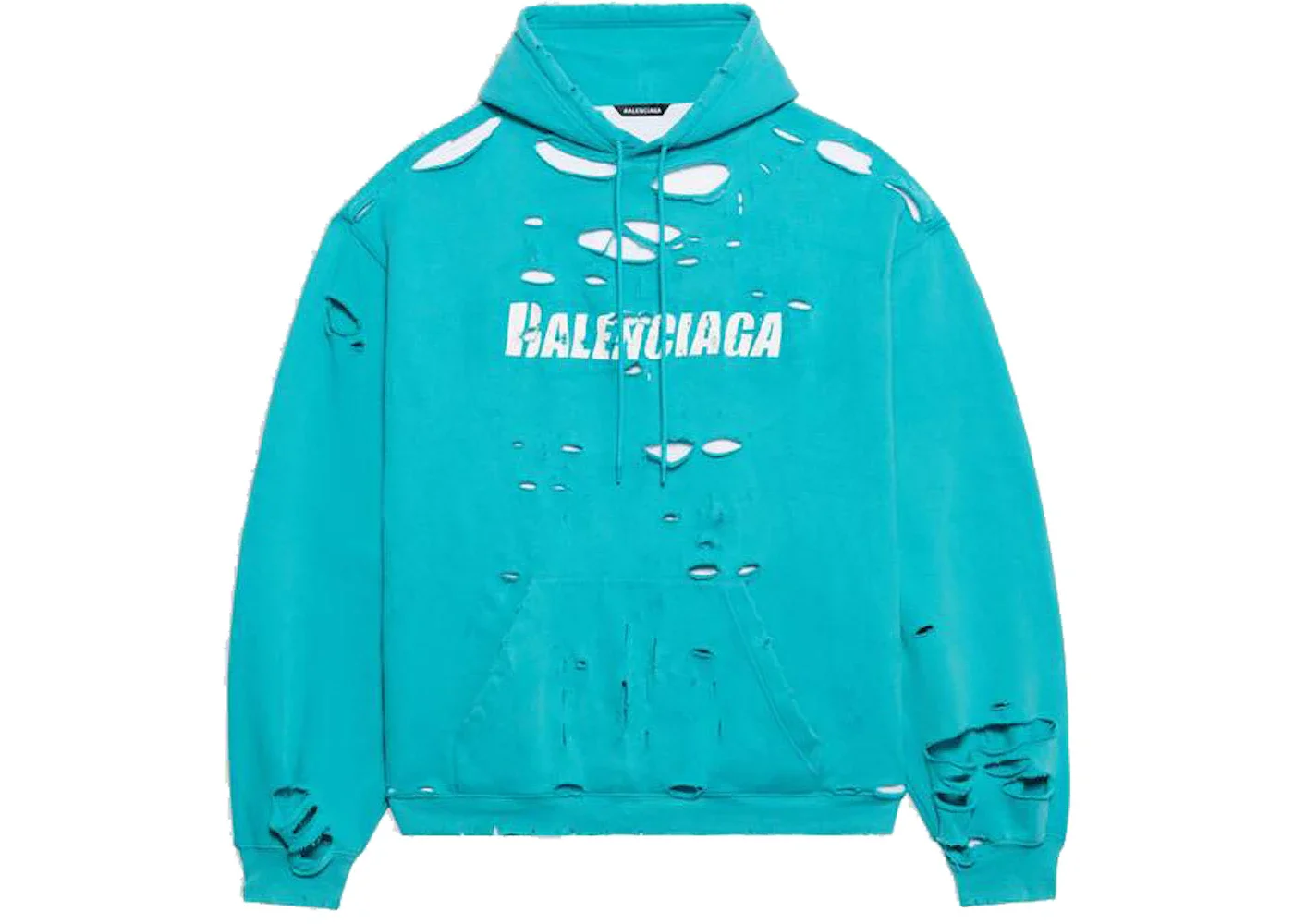 Balenciaga Caps Destroyed Hoodie Navy/White - 1
