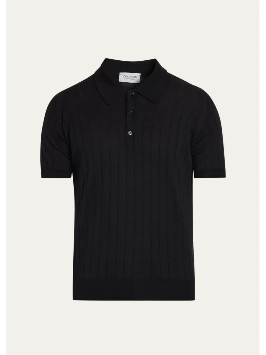 Men's Wide Rib-Knit Merino Polo Shirt - 1