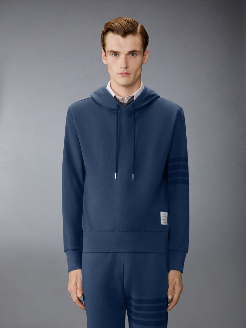 Thom Browne SOLID LOOPBACK 4-BAR HOODIE outlook