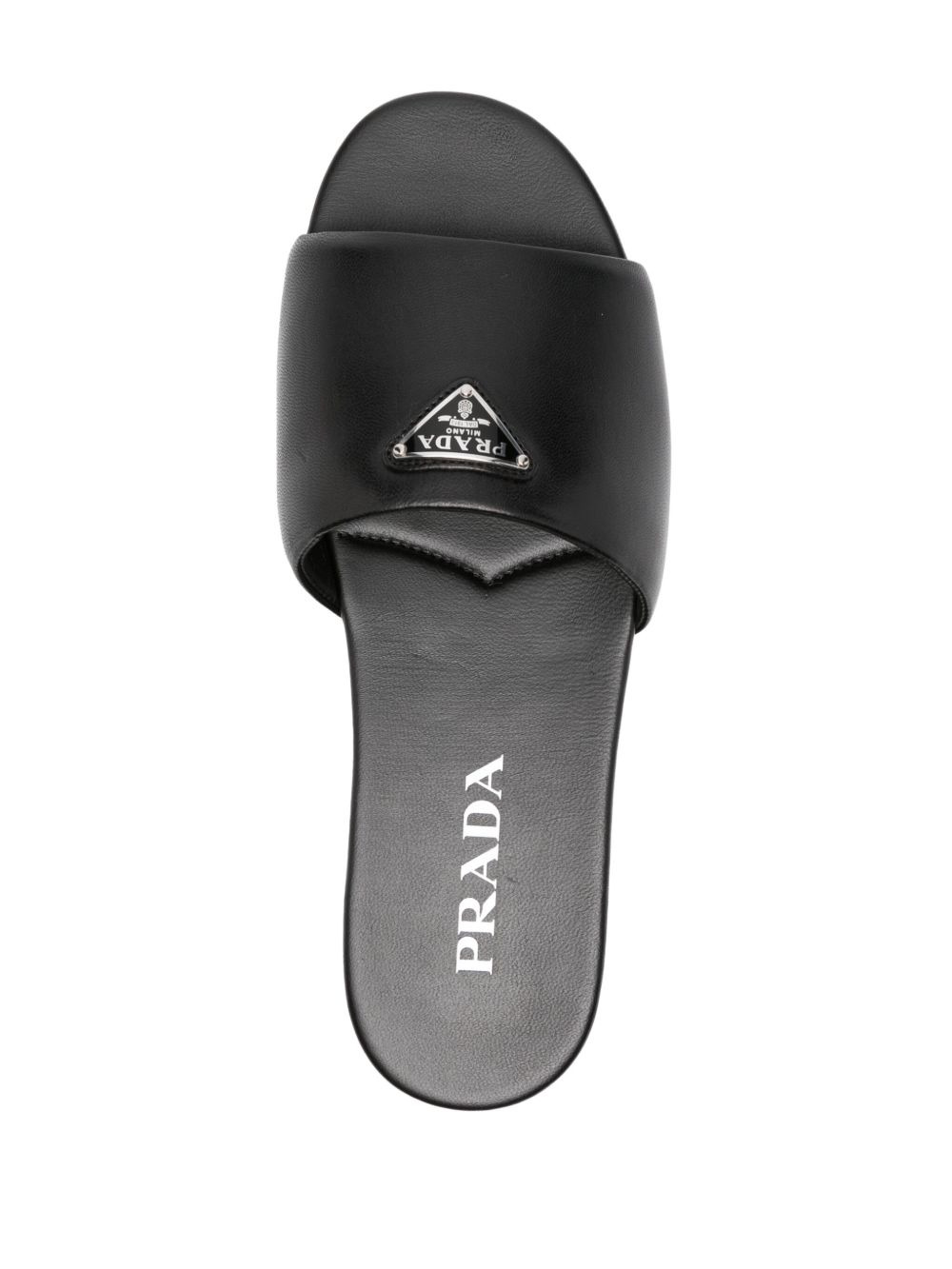 triangle-logo leather slides - 4