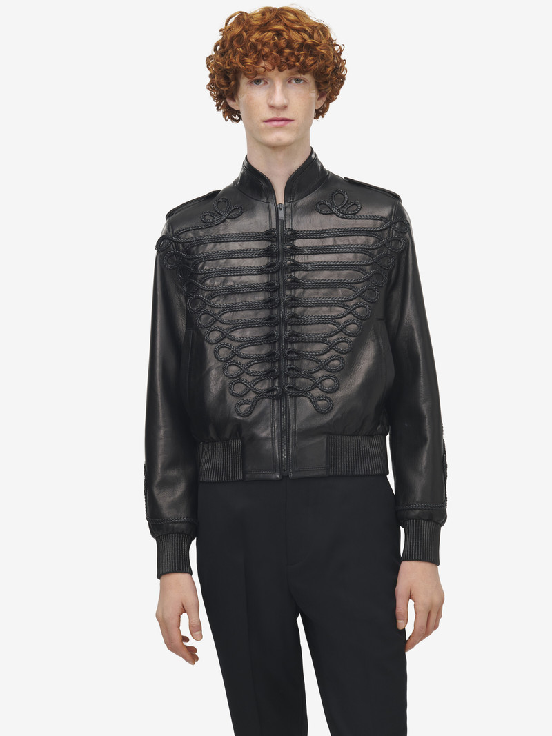 Alexander McQueen Frogging Embroidery Leather Jacket outlook