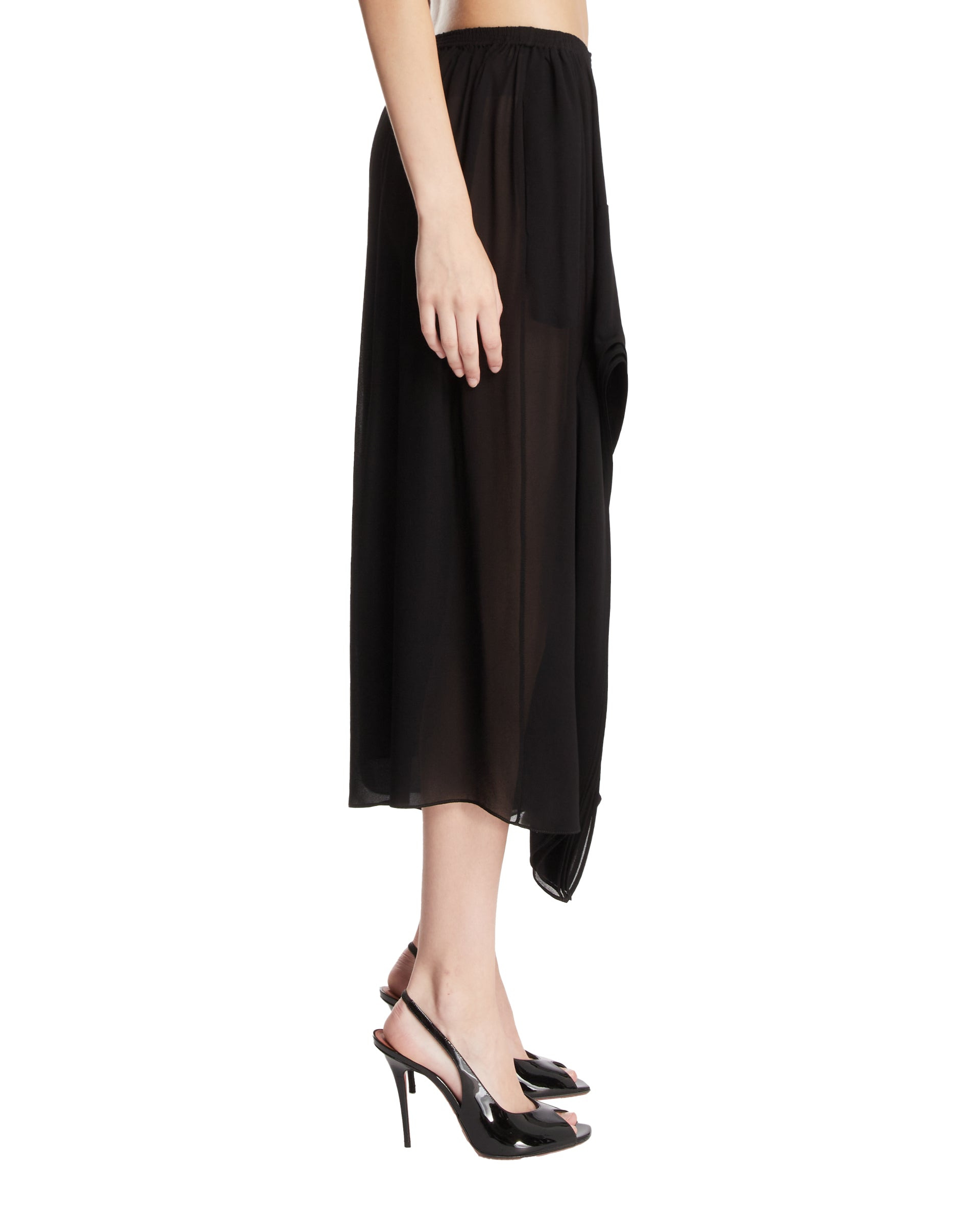 Black Asymmetric Pants with Ruffles - 5