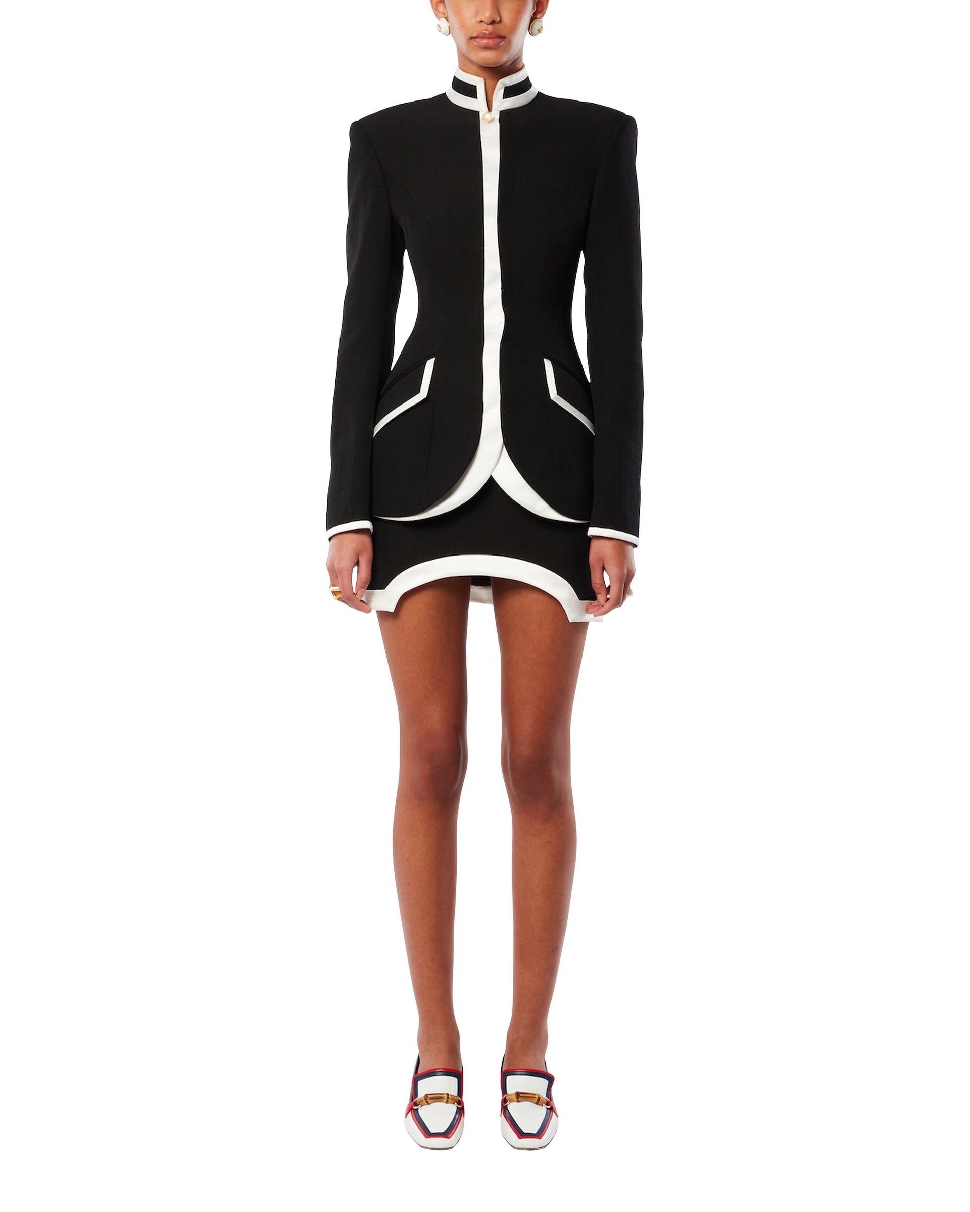 Black Curved Tailored Jacket - 3