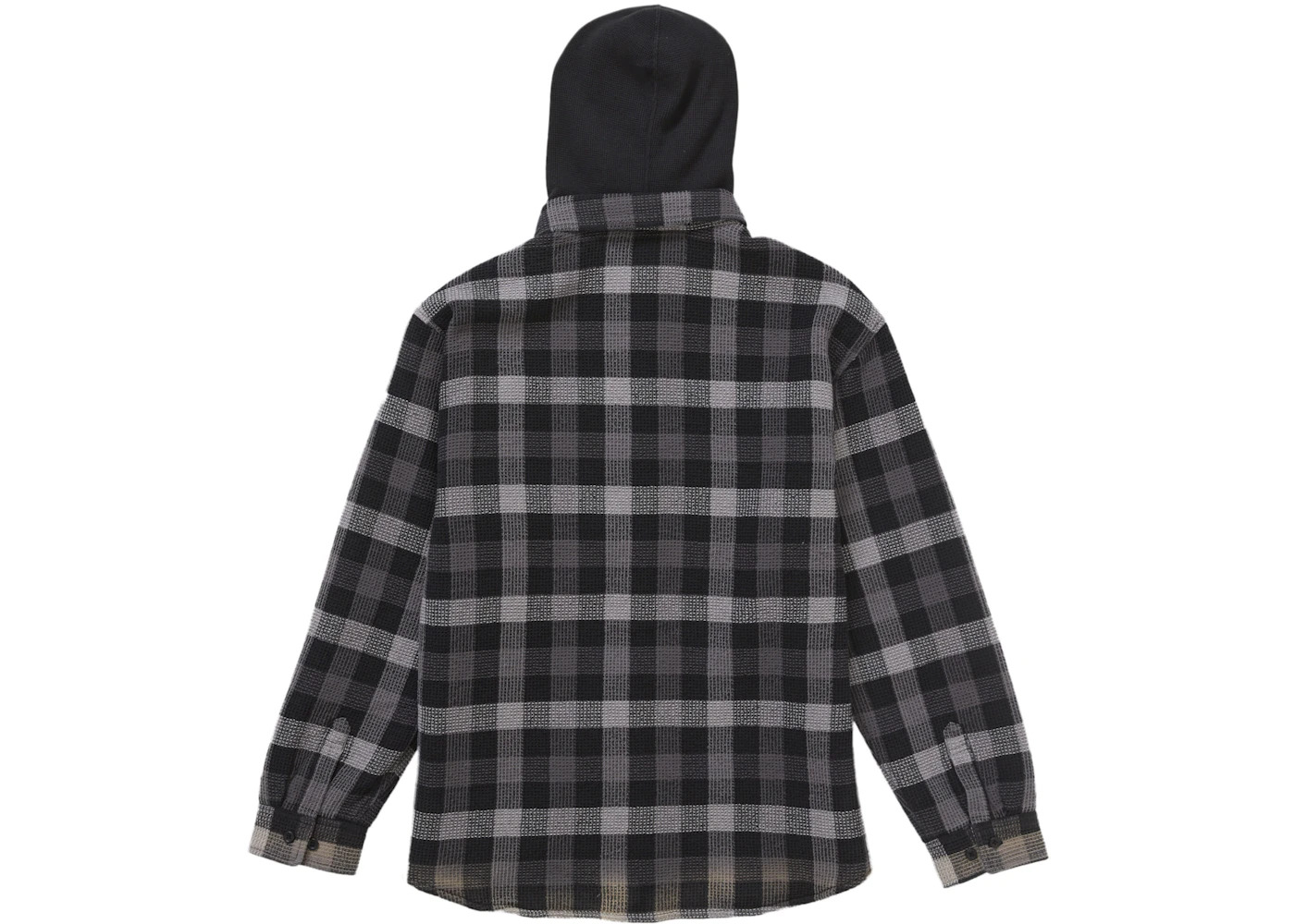 Supreme Waffle Plaid Hooded Shirt Black - 3