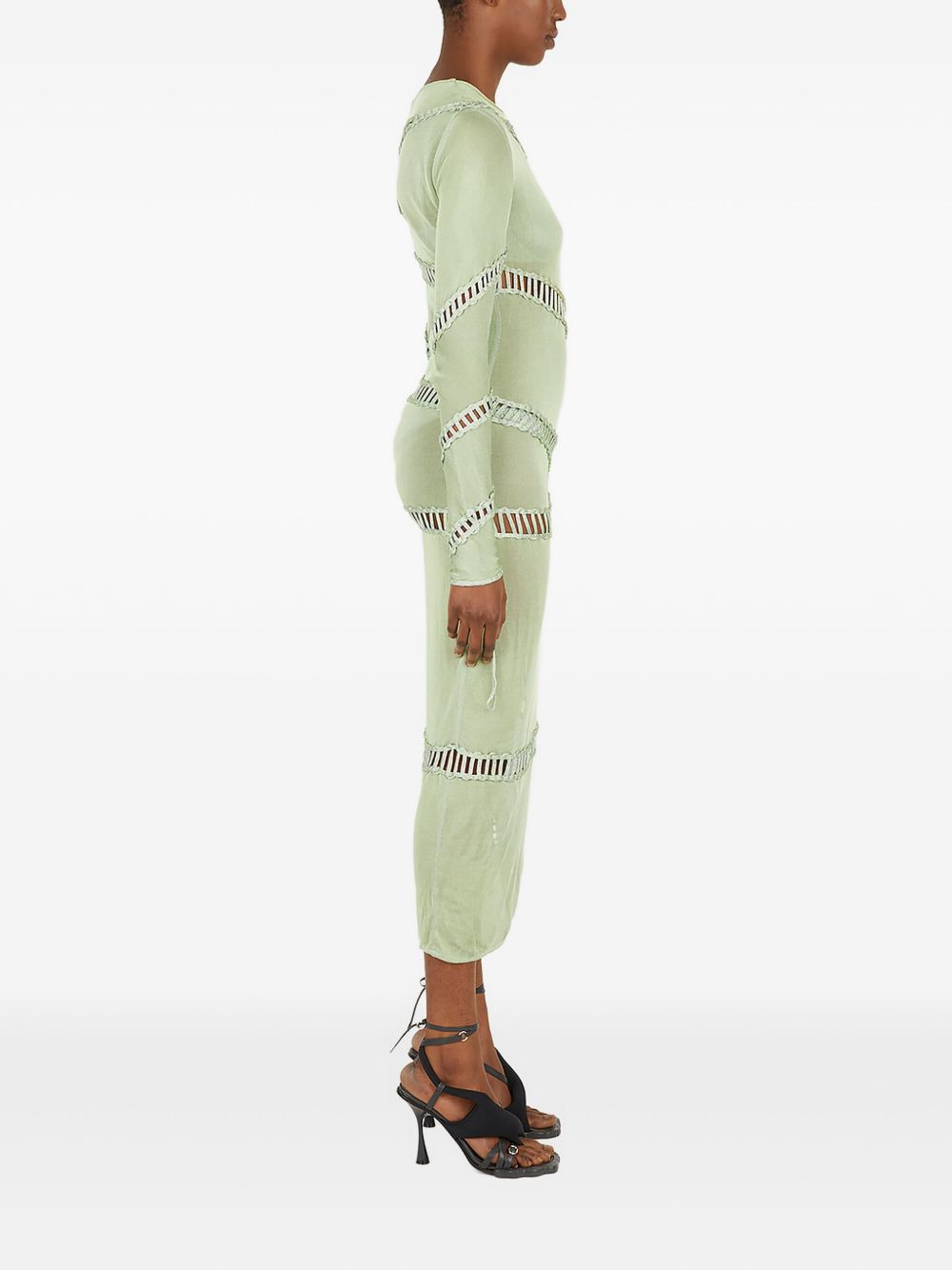 braided-panel midi dress - 3