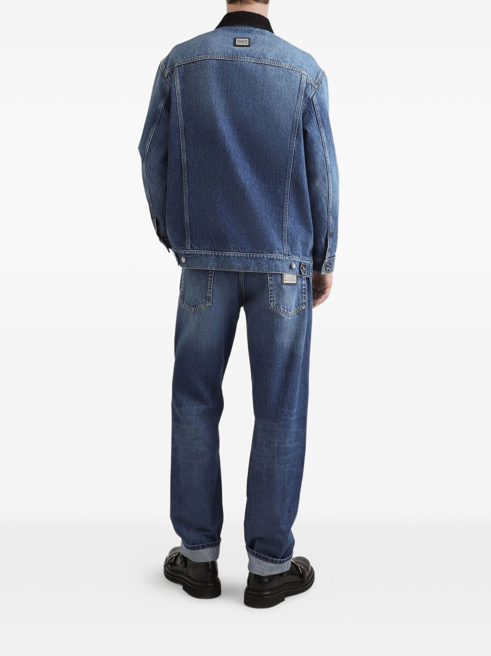 corduroy-collar denim jacket - 3
