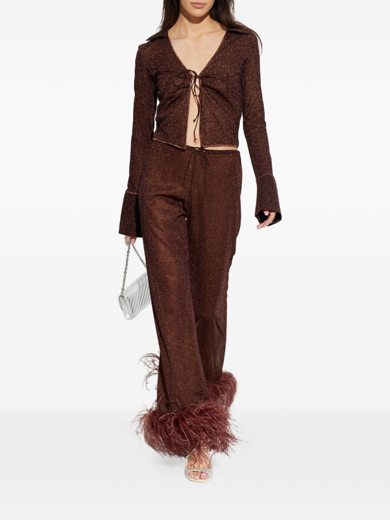 Oséree plumage feather-trim trousers outlook