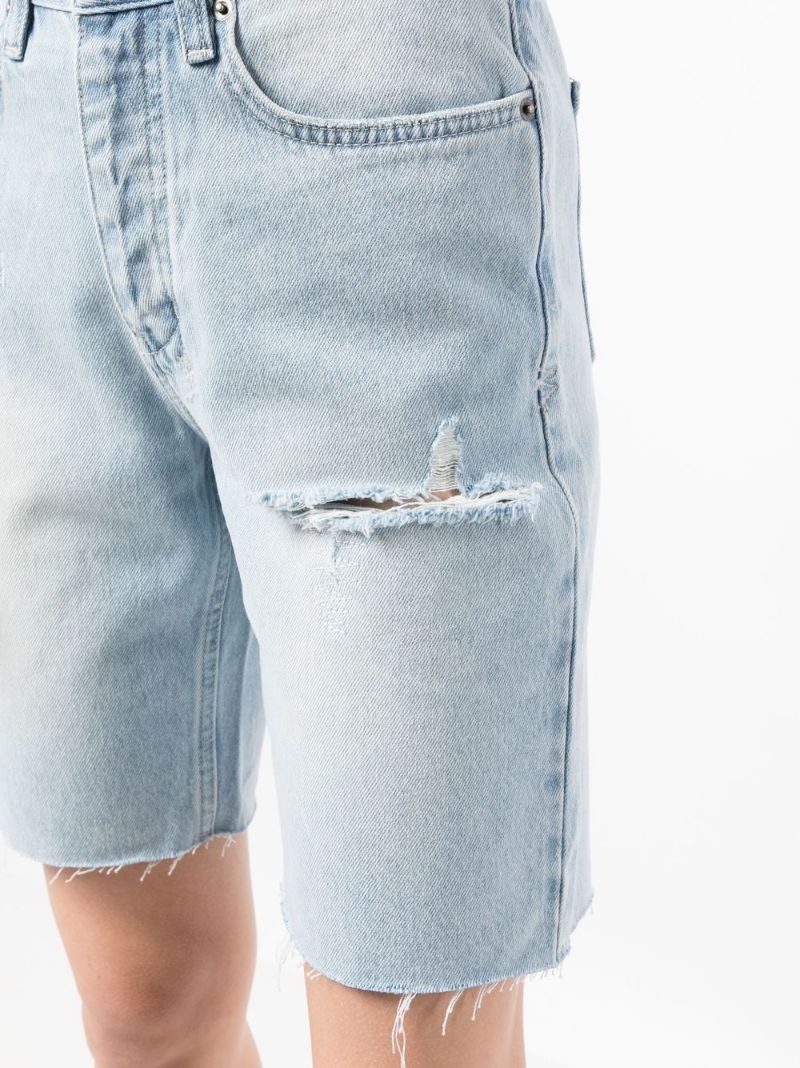 longline distressed denim shorts - 5