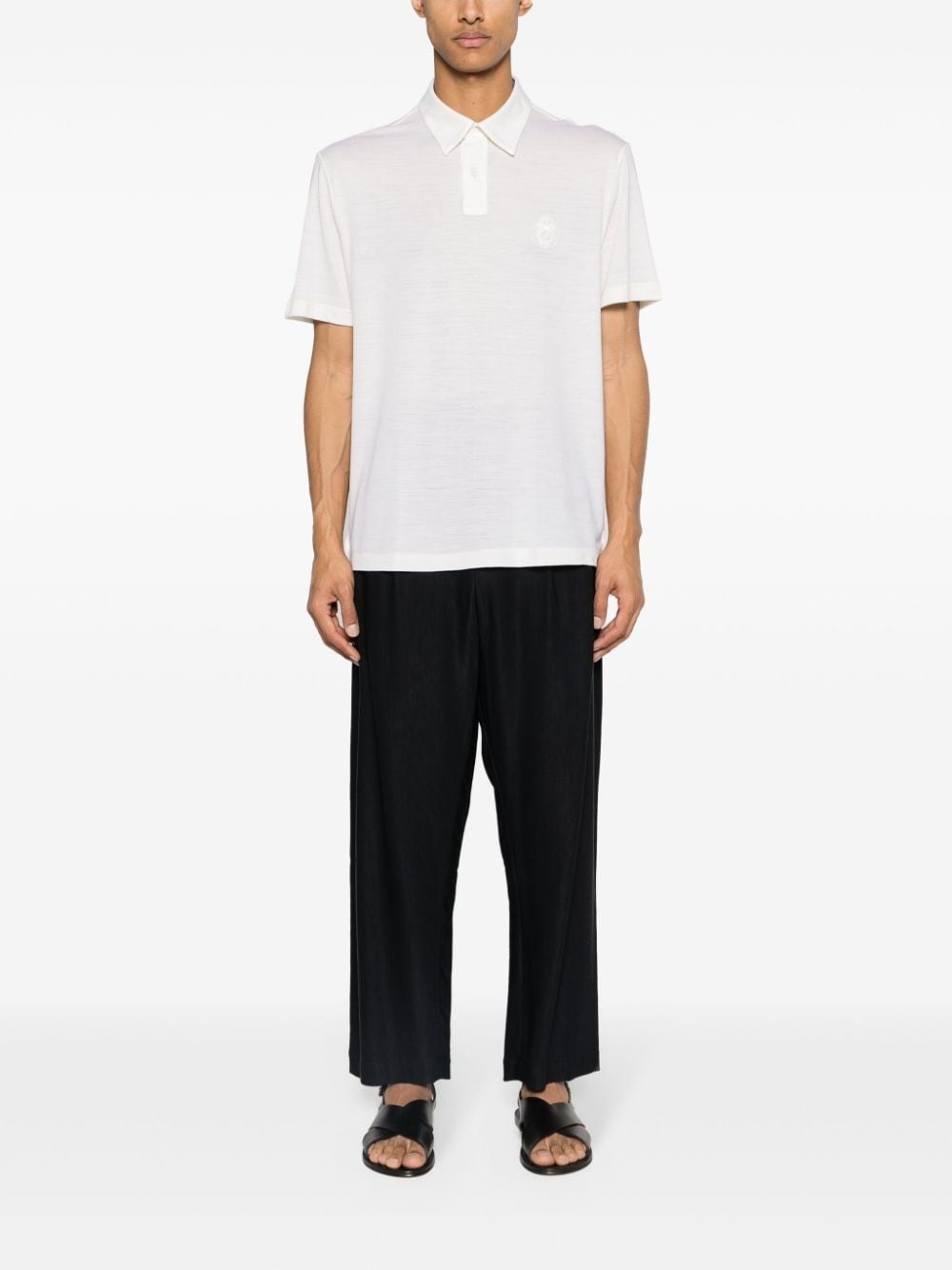 logo-embroidered wool polo shirt - 2