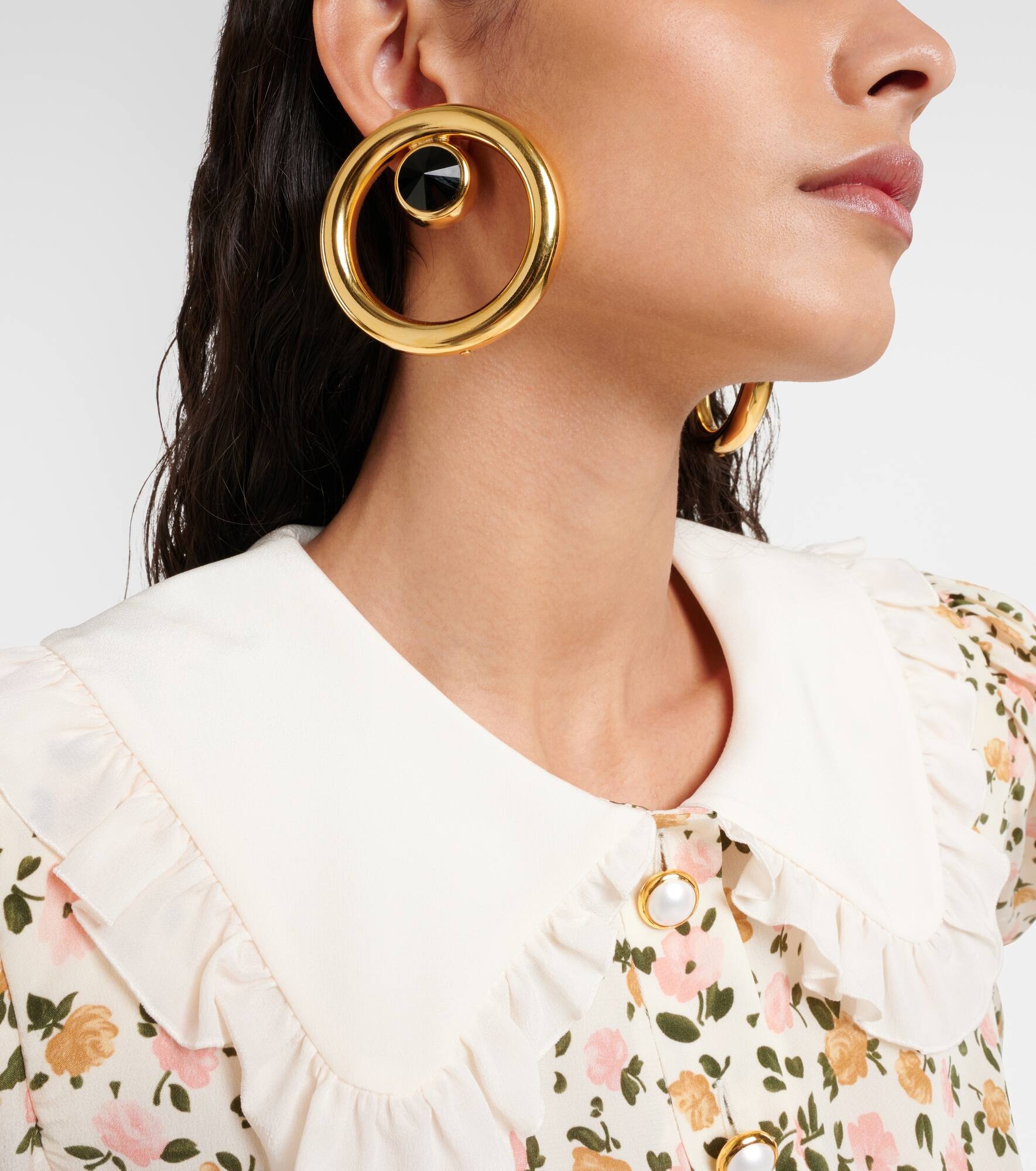 Embellished hoop clip-on earrings - 3