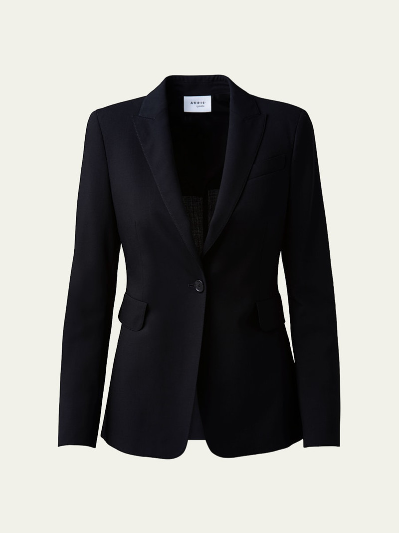 One-Button Wool Long Body Blazer Jacket 1