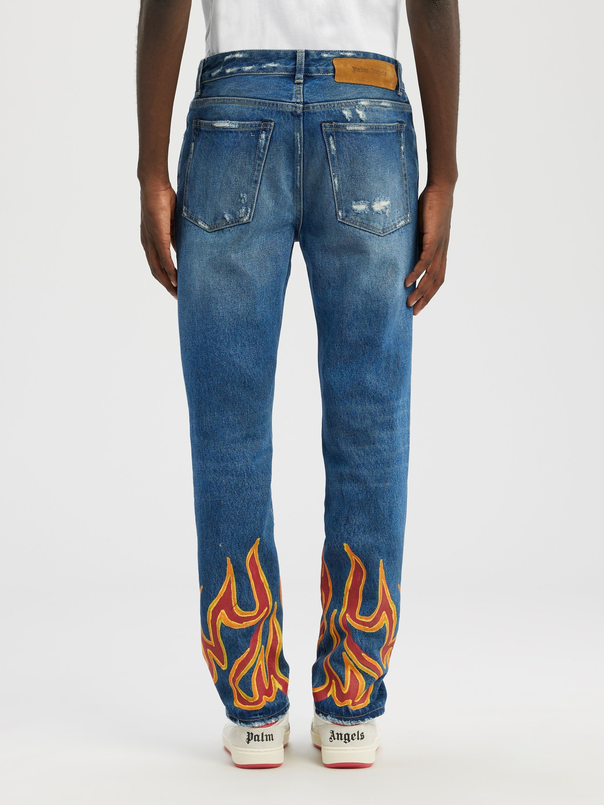 BURNING FLAMES REGULAR DENIM PANTS - 5