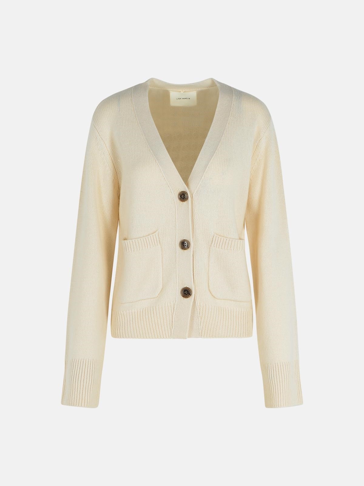 'DANNI' CREAM CASHMERE CARDIGAN - 1