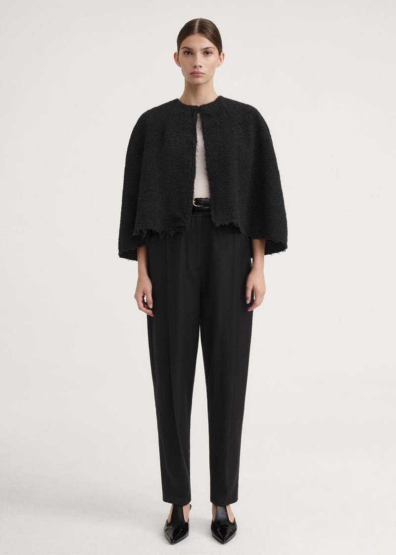 Totême Wool bouclé cape black outlook