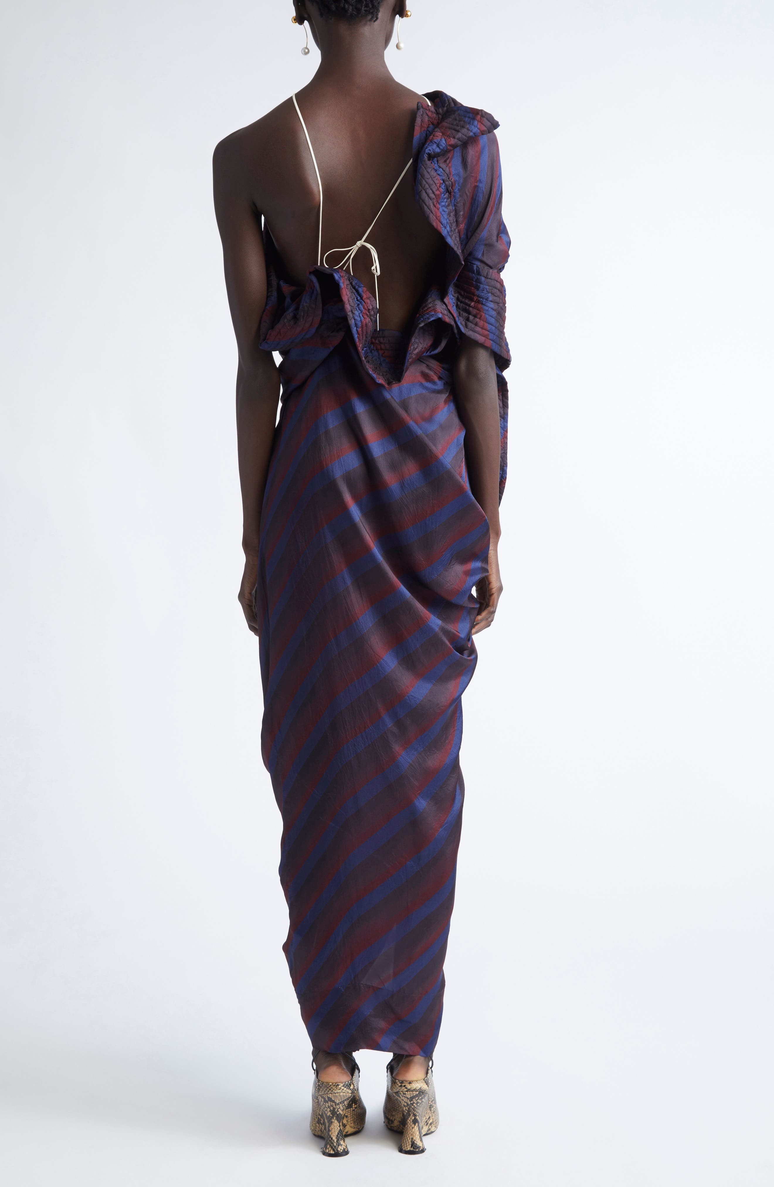 Dries Van Noten Dolla Stripe One-Shoulder in Navy at Nordstrom - 2