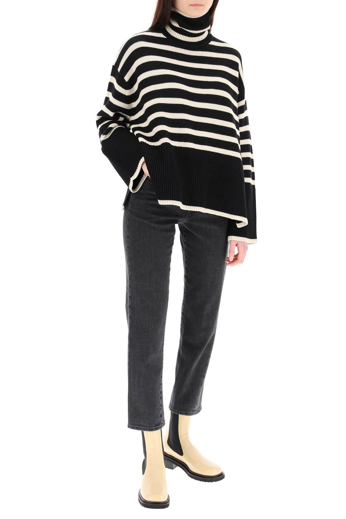 STRIPED WOOL COTTON TURTLENECK - 2