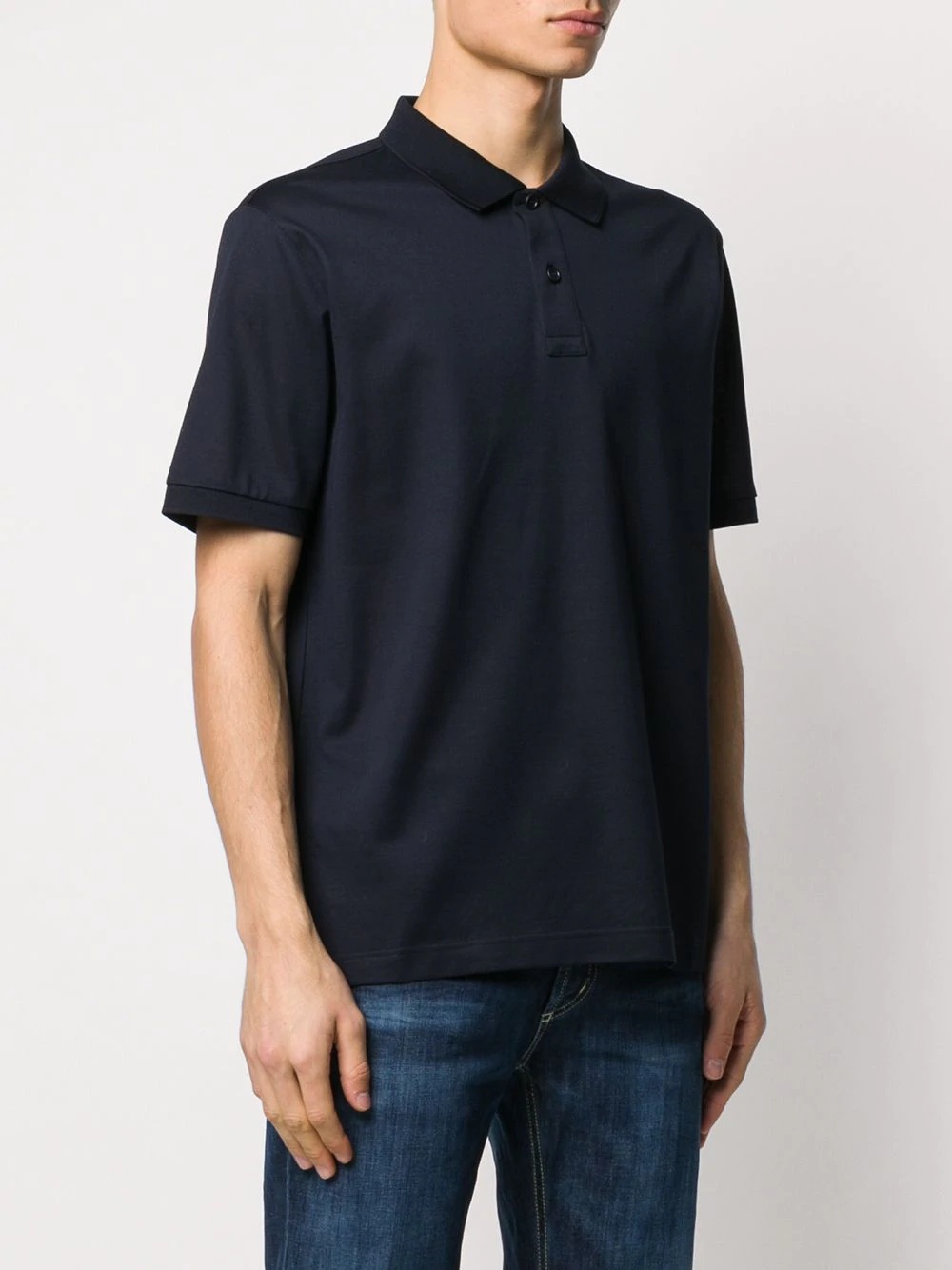 ribbed collar polo shirt - 3