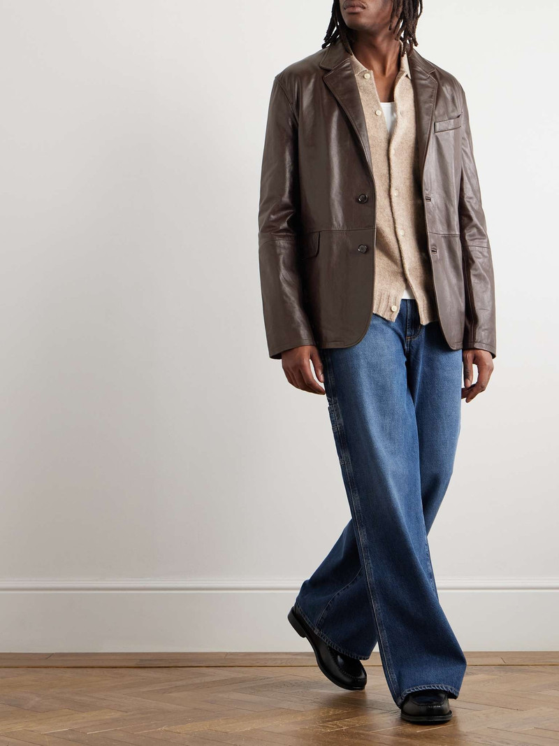 AMI Paris Panelled Leather Jacket outlook