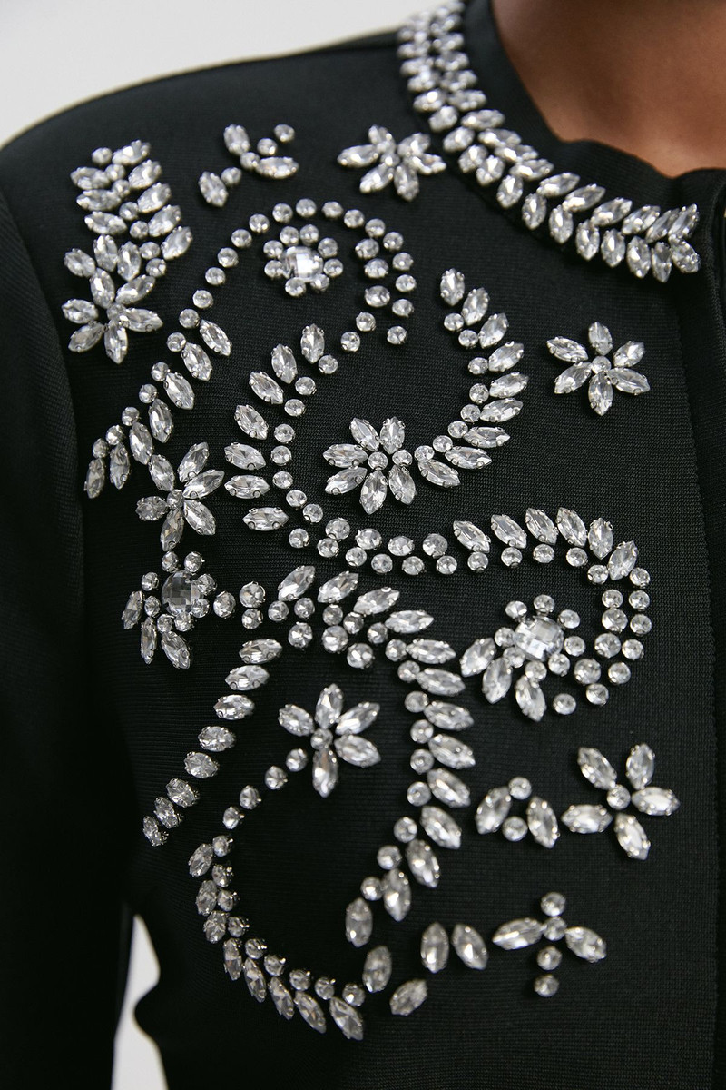 Plus Size Figure Form Bandage Embellished Knit Jacket 3
