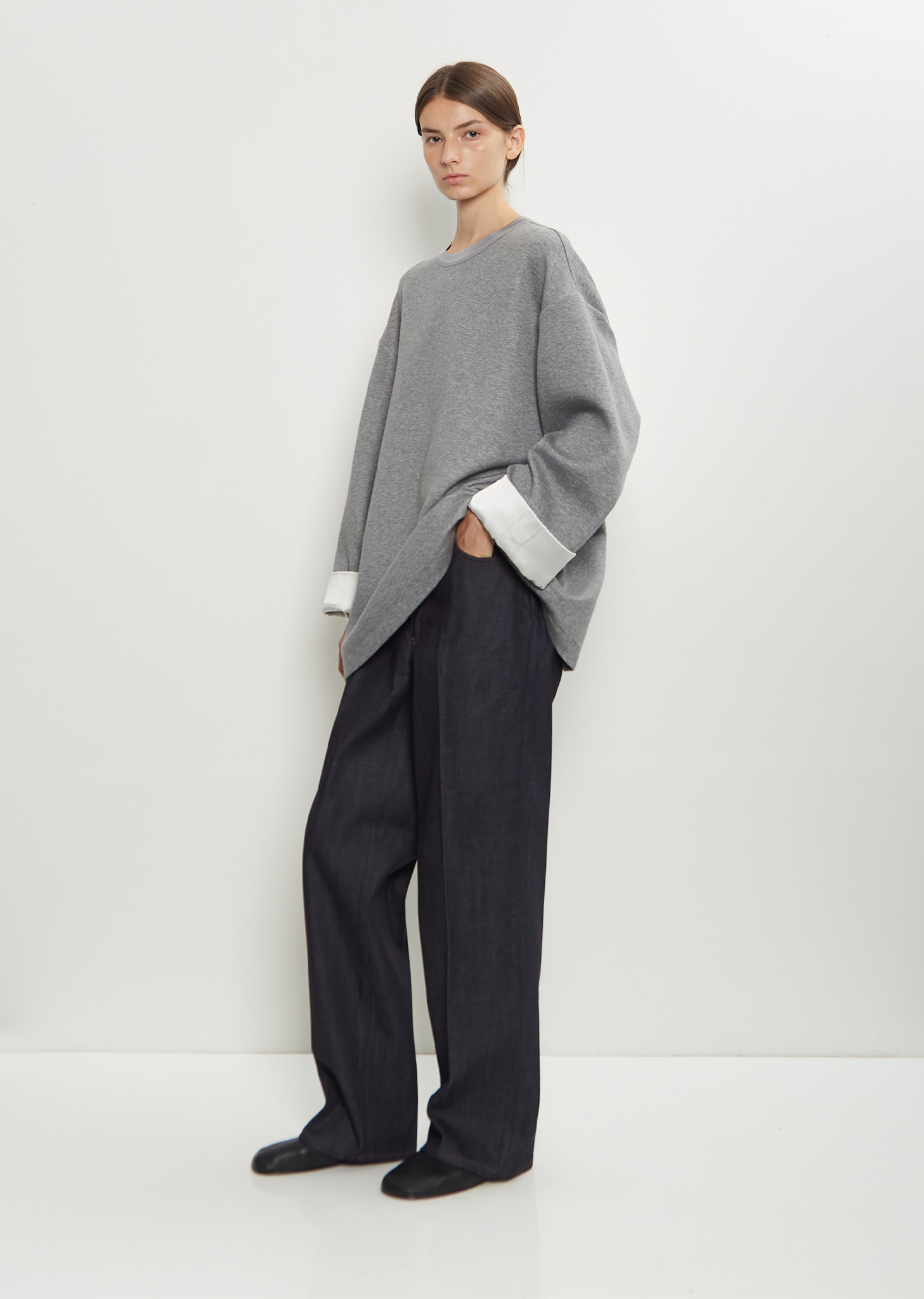 Stretch Cotton Silk Cuff Sweatshirt - 4