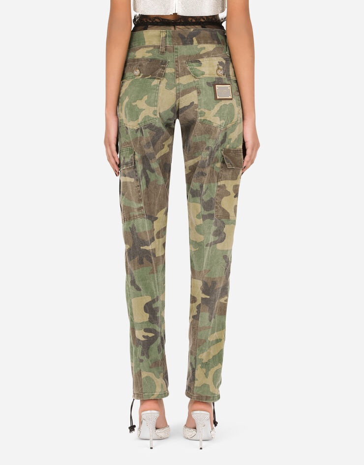 Cotton cargo pants with camouflage print - 2