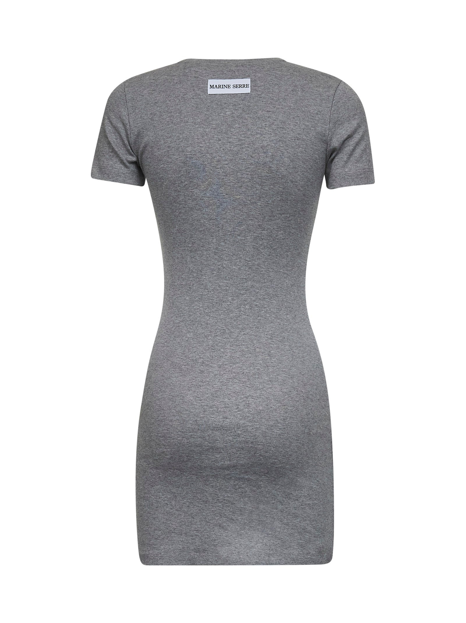 Marine Serre Women Grey Ribbed Jersey Moon Logo Mini Dress - 2