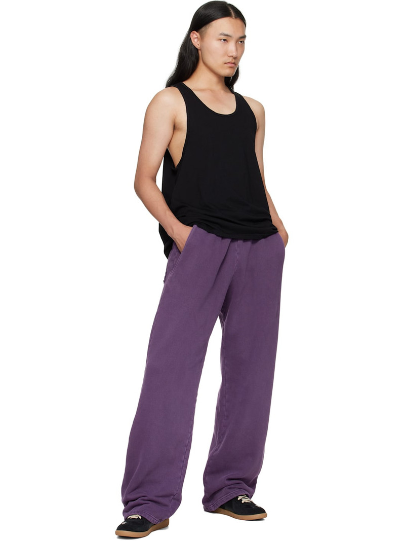 LES TIEN Purple Heavyweight Utility Puddle Sweatpants outlook