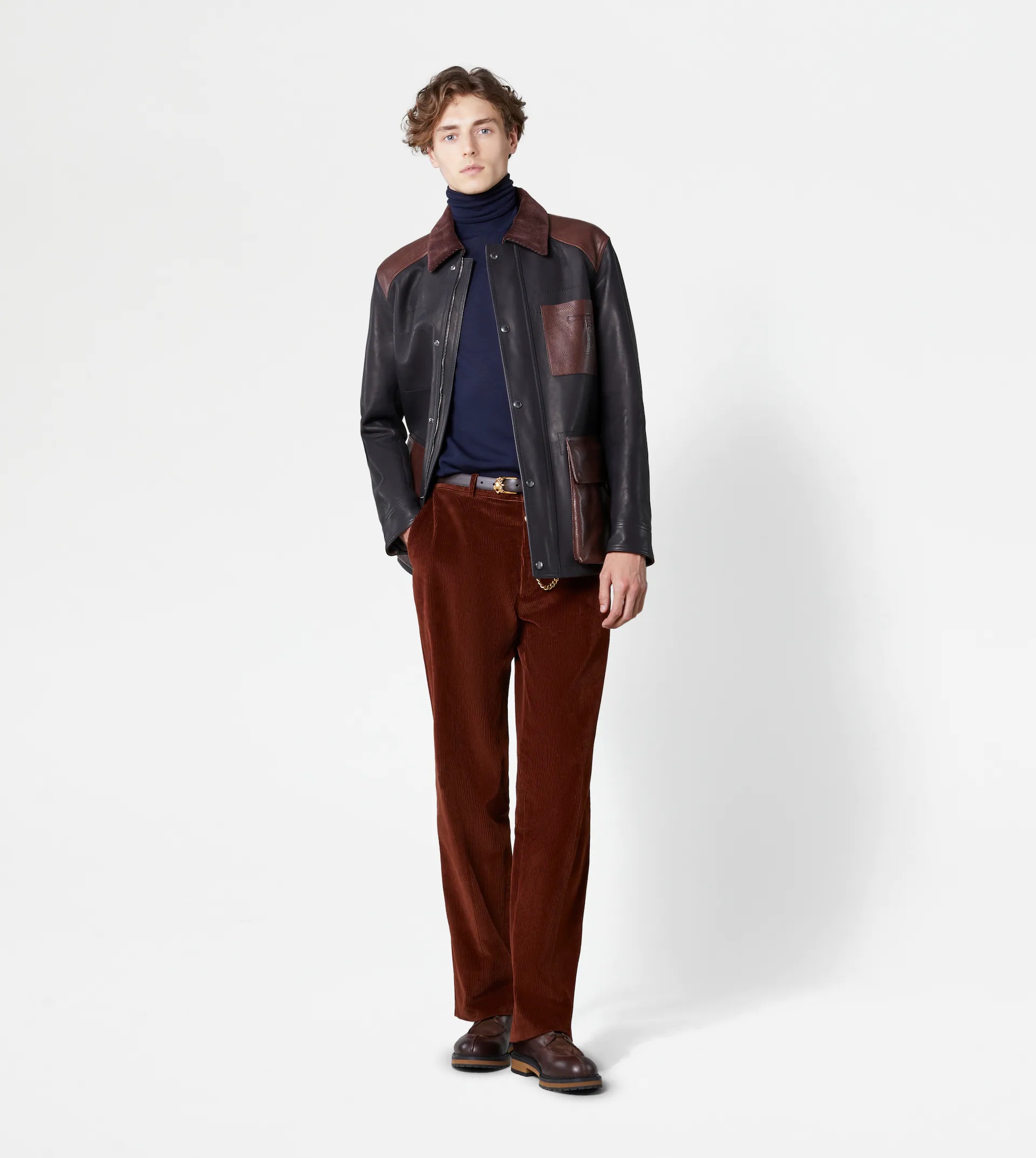 BAGGY TROUSERS IN VELVET - BROWN - 2