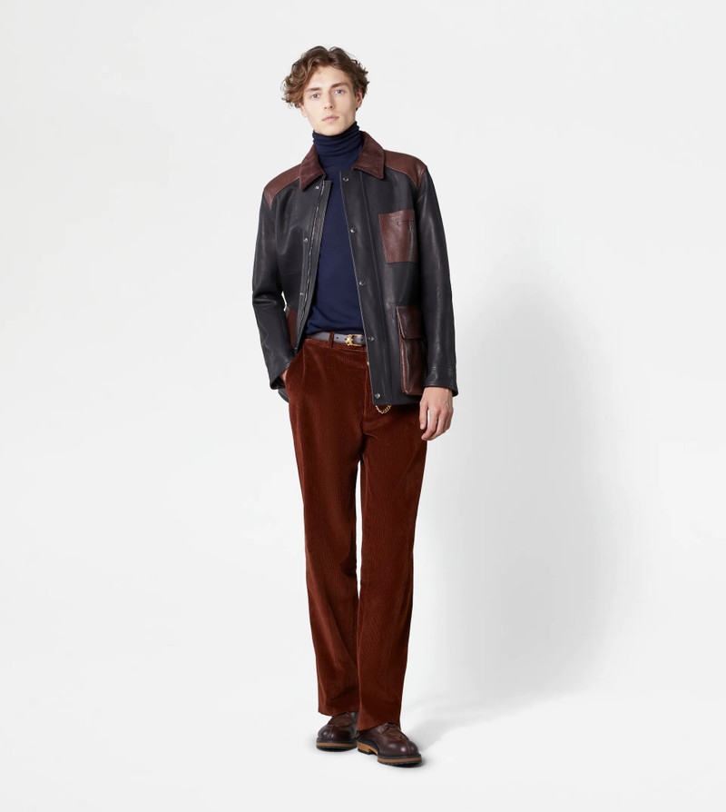 Tod's BAGGY TROUSERS IN VELVET - BROWN outlook