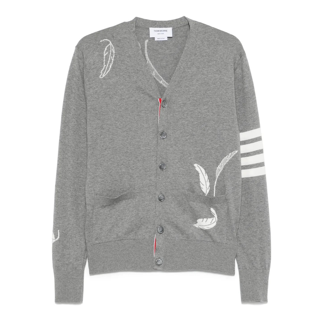 Feather Intarsia 4-Bar Cardigan Men - 6