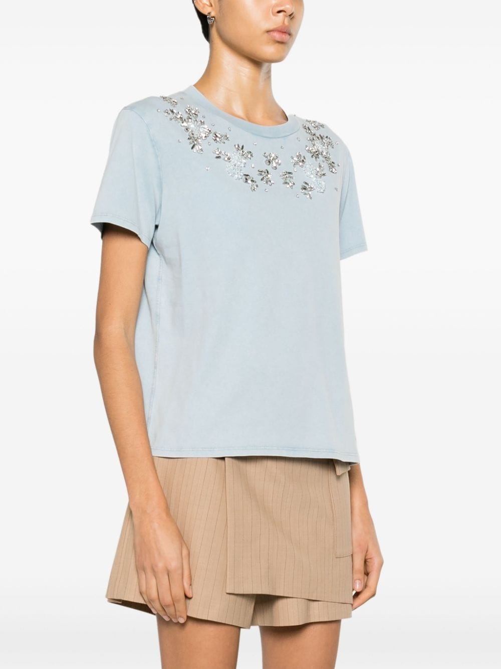 crystal-embellished cotton T-shirt - 3