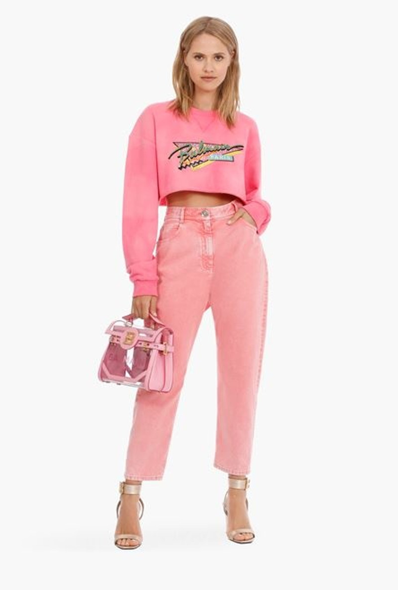 Balmain Pink denim boyfriend jeans outlook