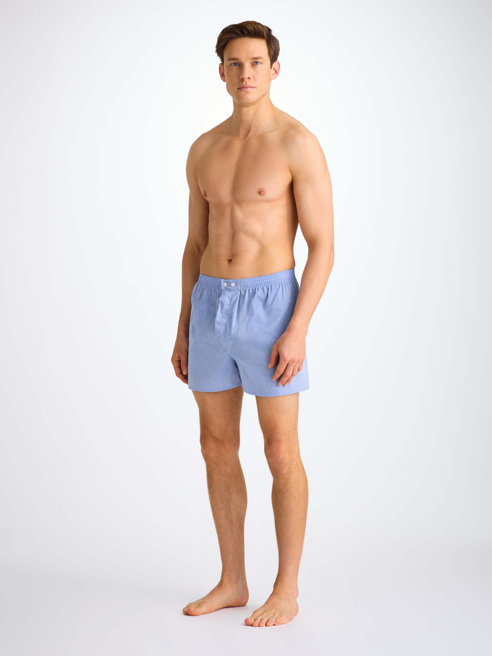 Men's Classic Fit Boxers Amalfi Cotton Batiste Blue - 3