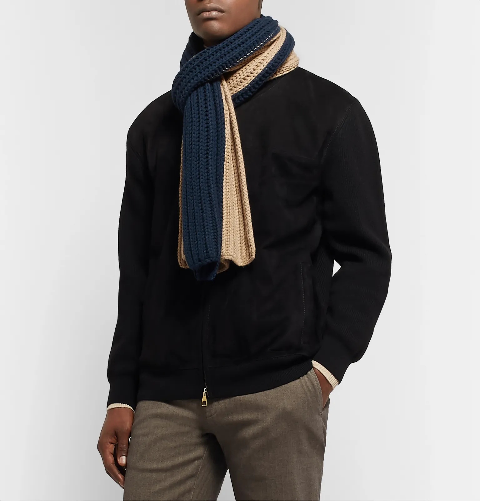 Colour-Block Ribbed Cashmere Scarf - 5