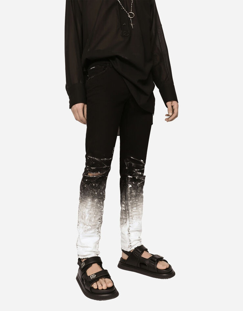 Slim-fit stretch jeans with brushstrokes and DG logo 4