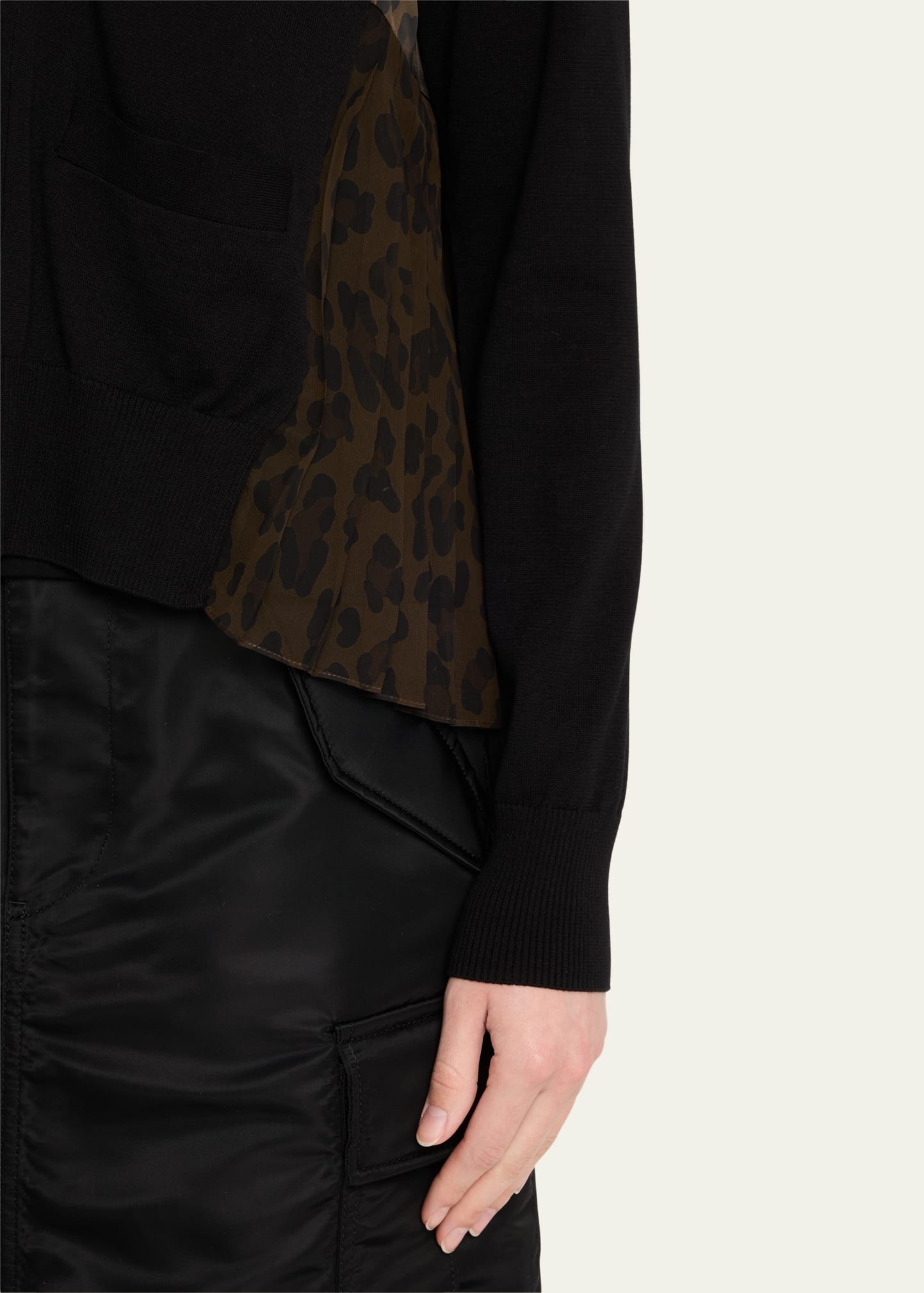 Leopard Print Back Knit Button Down Cardigan - 5
