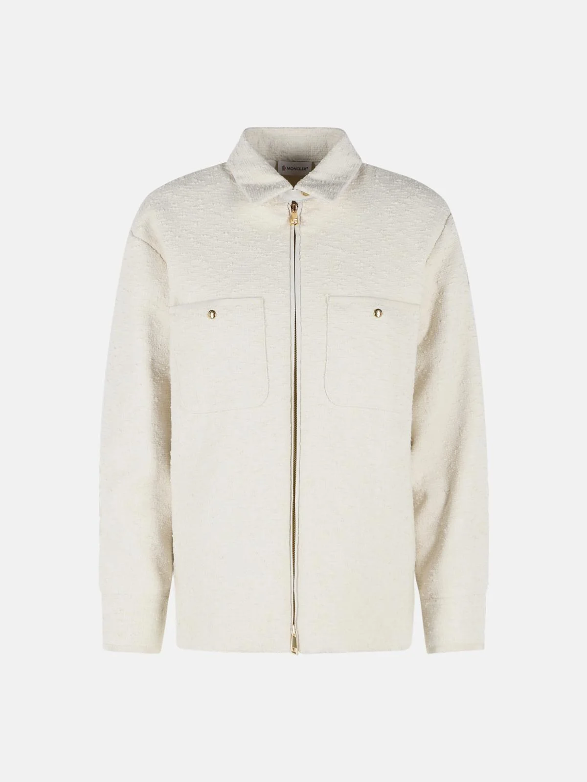 PADDED SHIRT JACKET IN IVORY WHITE BOUCLÉ COTTON BLEND - 1