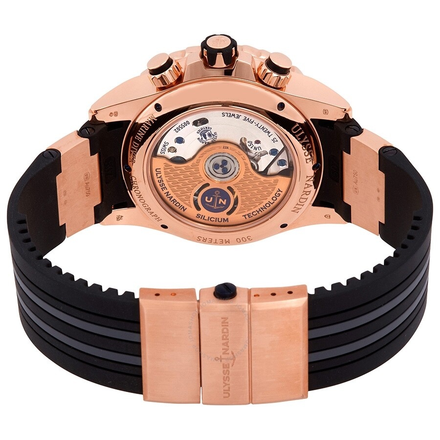 Ulysse Nardin Diver Black Dial Men's 18kt Rose Gold Automatic Watch 1502-151-3/92 - 3