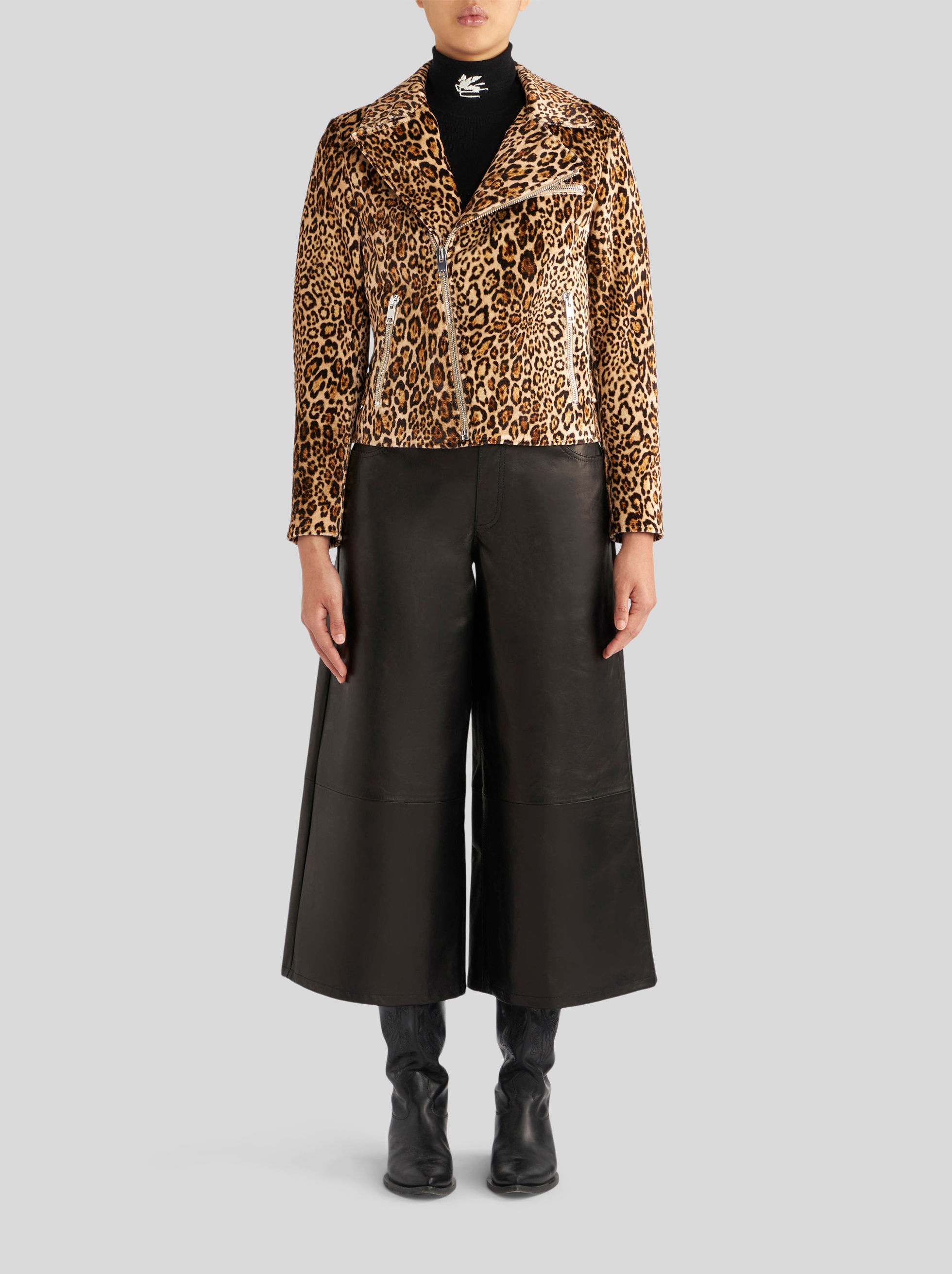 BIKER JACKET WITH ANIMALIER PRINT - 3