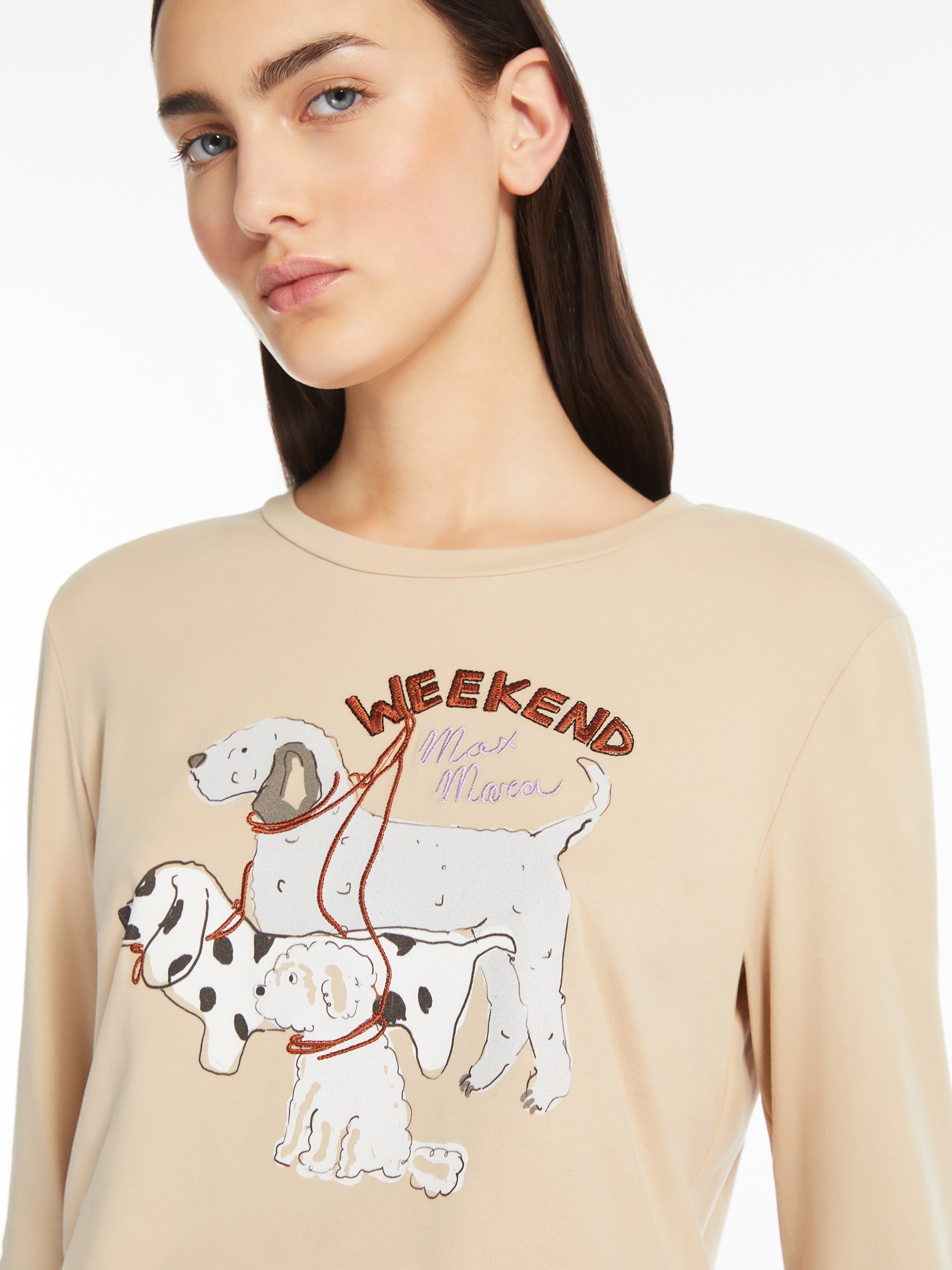 OPACO Print and embroidery-adorned cotton T-shirt - 6