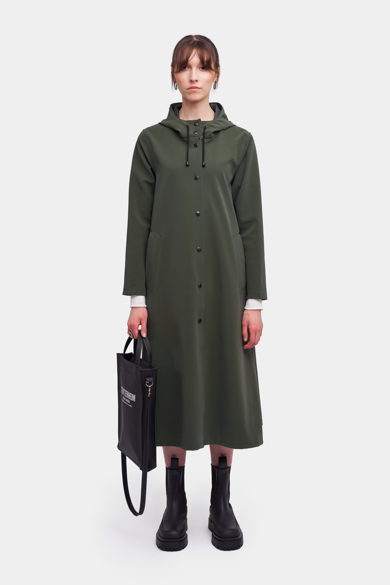 Stutterheim Mosebacke Long Matte Print Raincoat Dark Green outlook