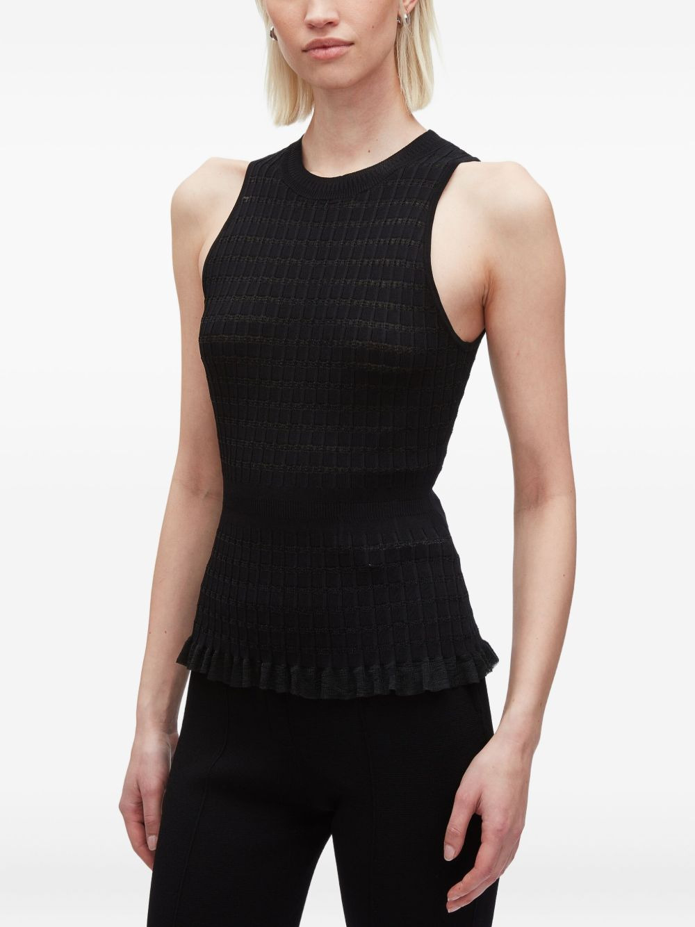 ribbed-knit ruffled top - 4