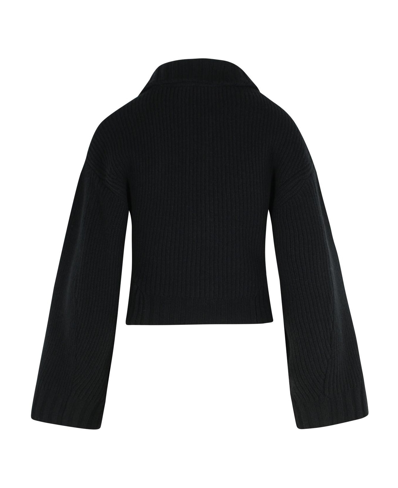 Black Wool And Cashmere Sweater - 3