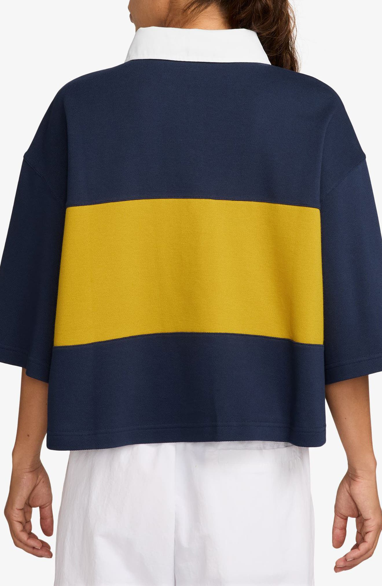 Nike Sportswear Oversize Polo in Midnight Navy/Dark Sulfur at Nordstrom - 2