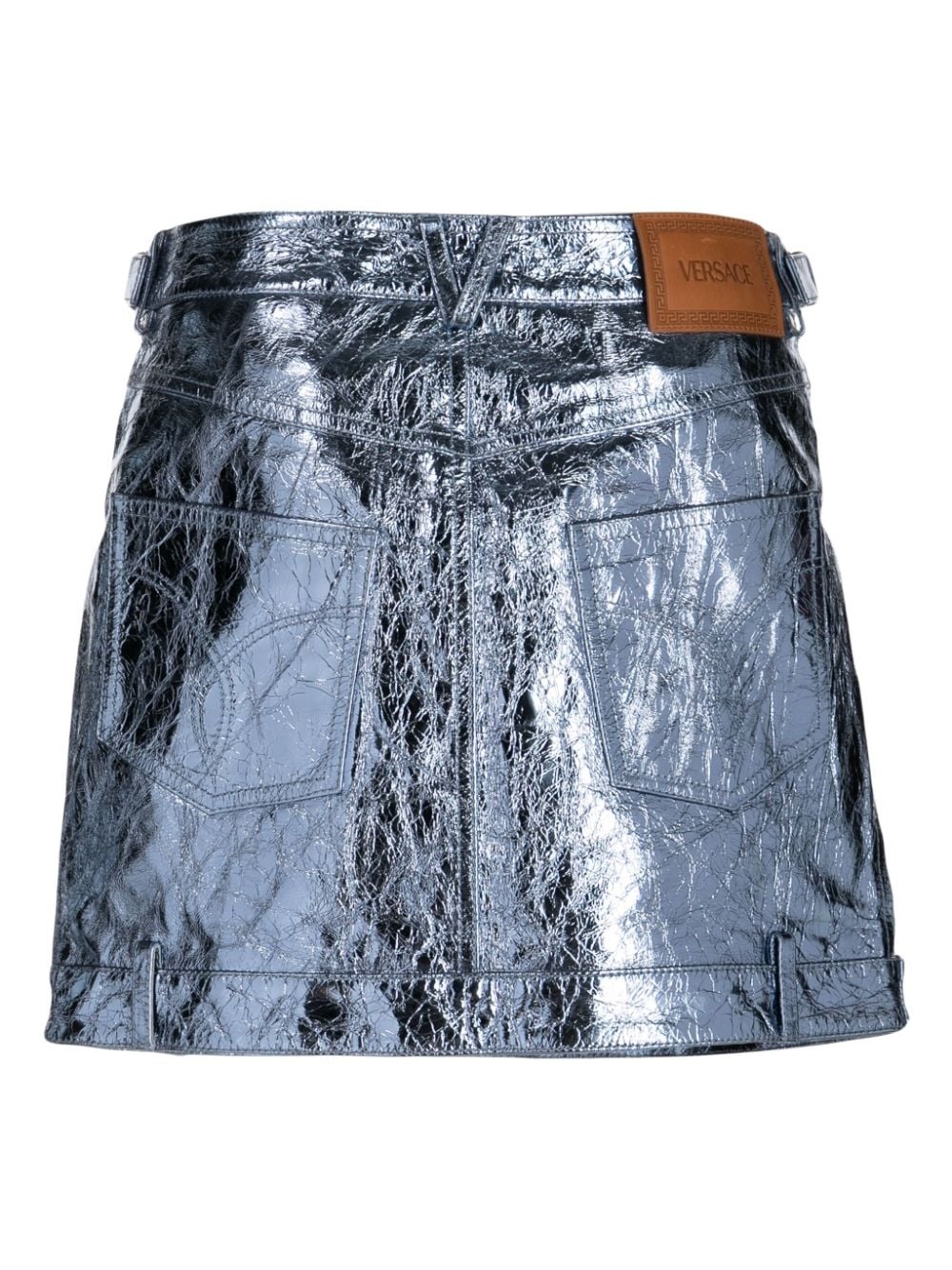 x Dua Lipa metallic leather miniskirt - 2