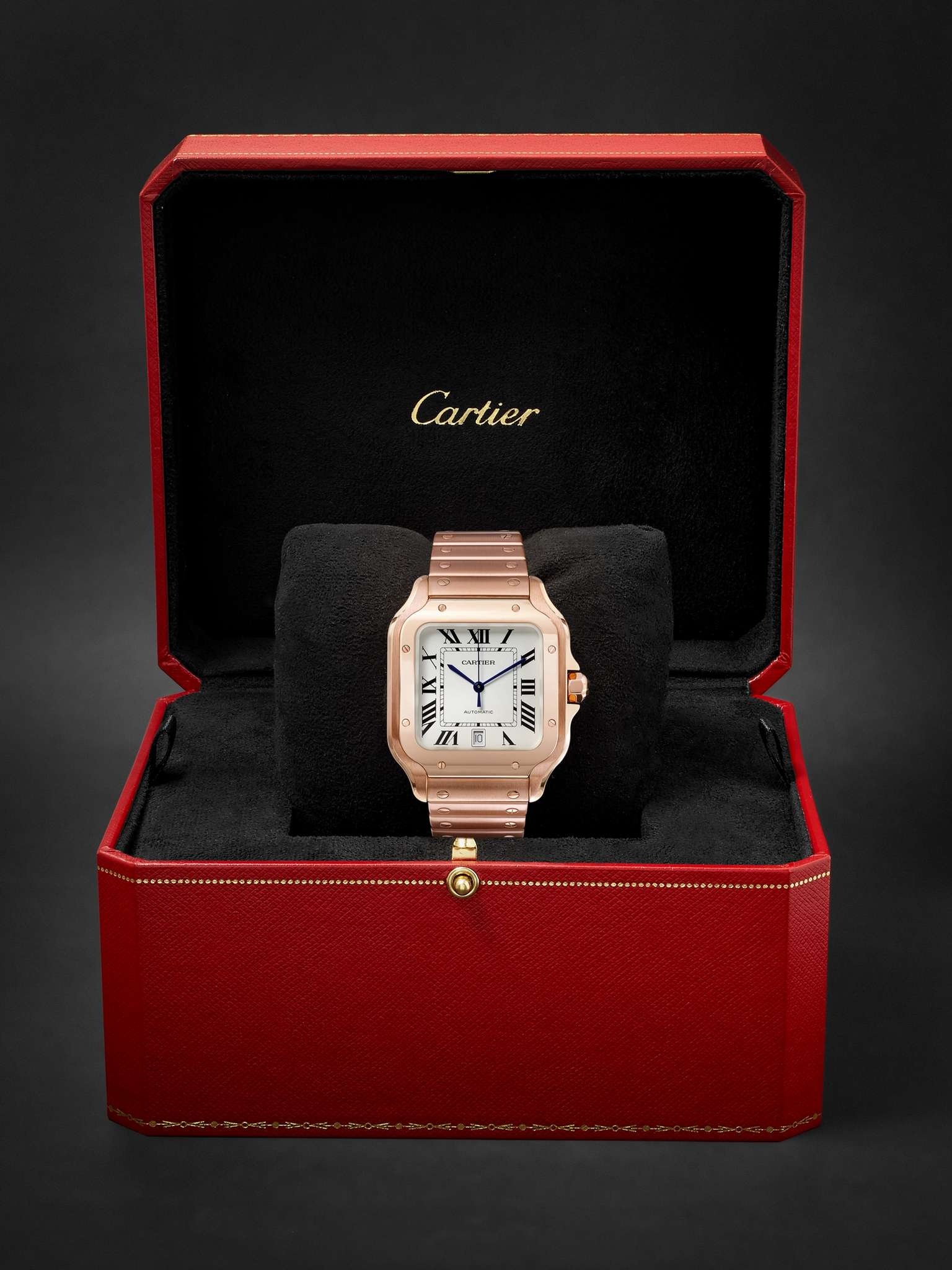 Santos Automatic 39.8mm 18-Karat Pink Gold Interchangeable Alligator Watch, Ref. No. WGSA0007 - 8